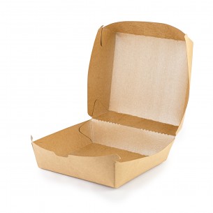 Maxi Burger in "CARTONCINO" e "PLA" biodegradabili e compostabili.