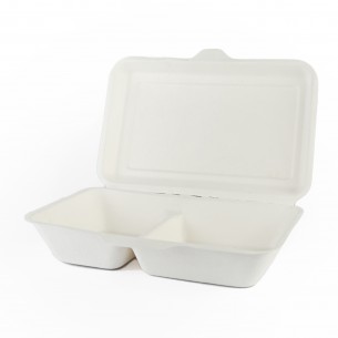 Contenitori in "POLPA" biodegradabili e compostabili 2 scomparti 1000ml.