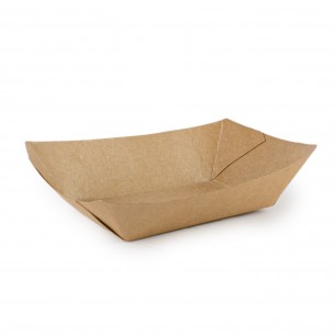 Barchette avana, in "CARTONCINO" e "PLA" biodegradabili e compostabili. Large. 2