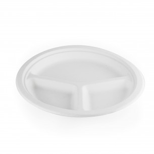 Piatti 3 scomparti in "POLPA" biodegradabili e compostabili 26cm.