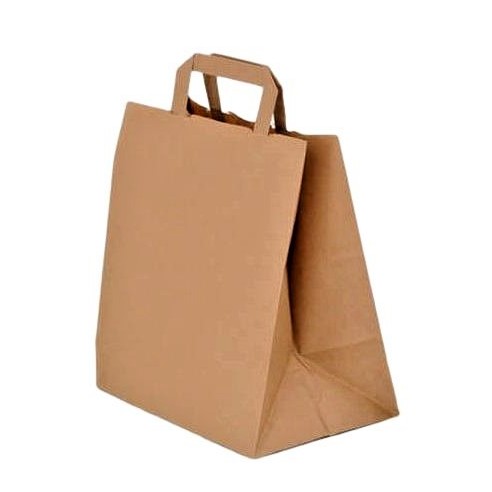 Borse di carta avana manico piatto base 18 ecologiche e compostabili.