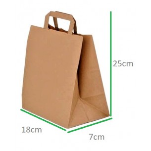 Borse di carta avana manico piatto base 18 ecologiche e compostabili. 2