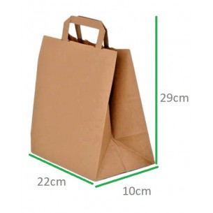 Borse di carta avana manico piatto base 22 ecologiche e compostabili. 2
