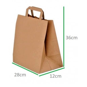 Borse di carta avana manico piatto base 28 ecologiche e compostabili. 2