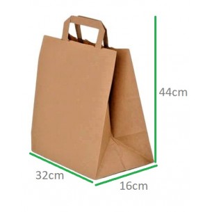 Borse di carta avana manico piatto base 32 ecologiche e compostabili. 2